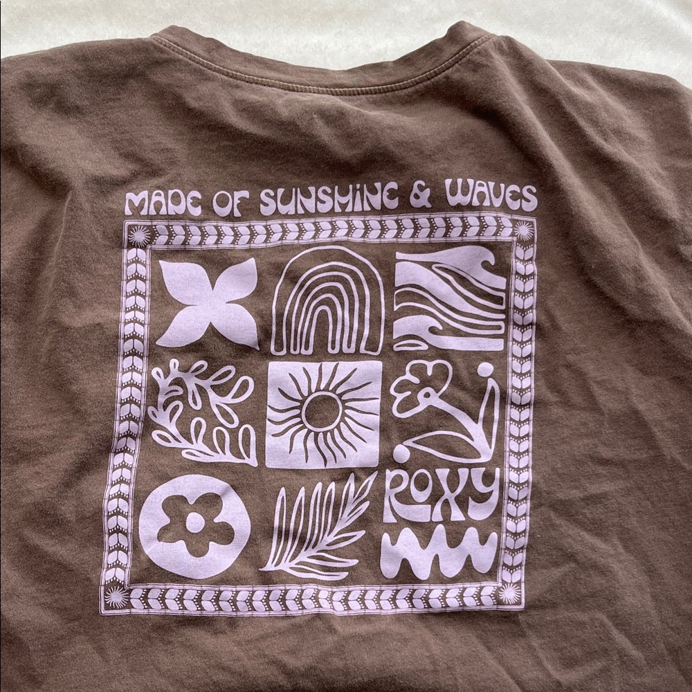 Roxy Chocolate Brown Crop Top with Pink Logo - Picture 5 of 9